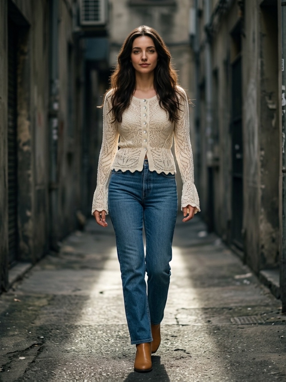 Zara Cream Lightweight Sweater w/bell sleeves